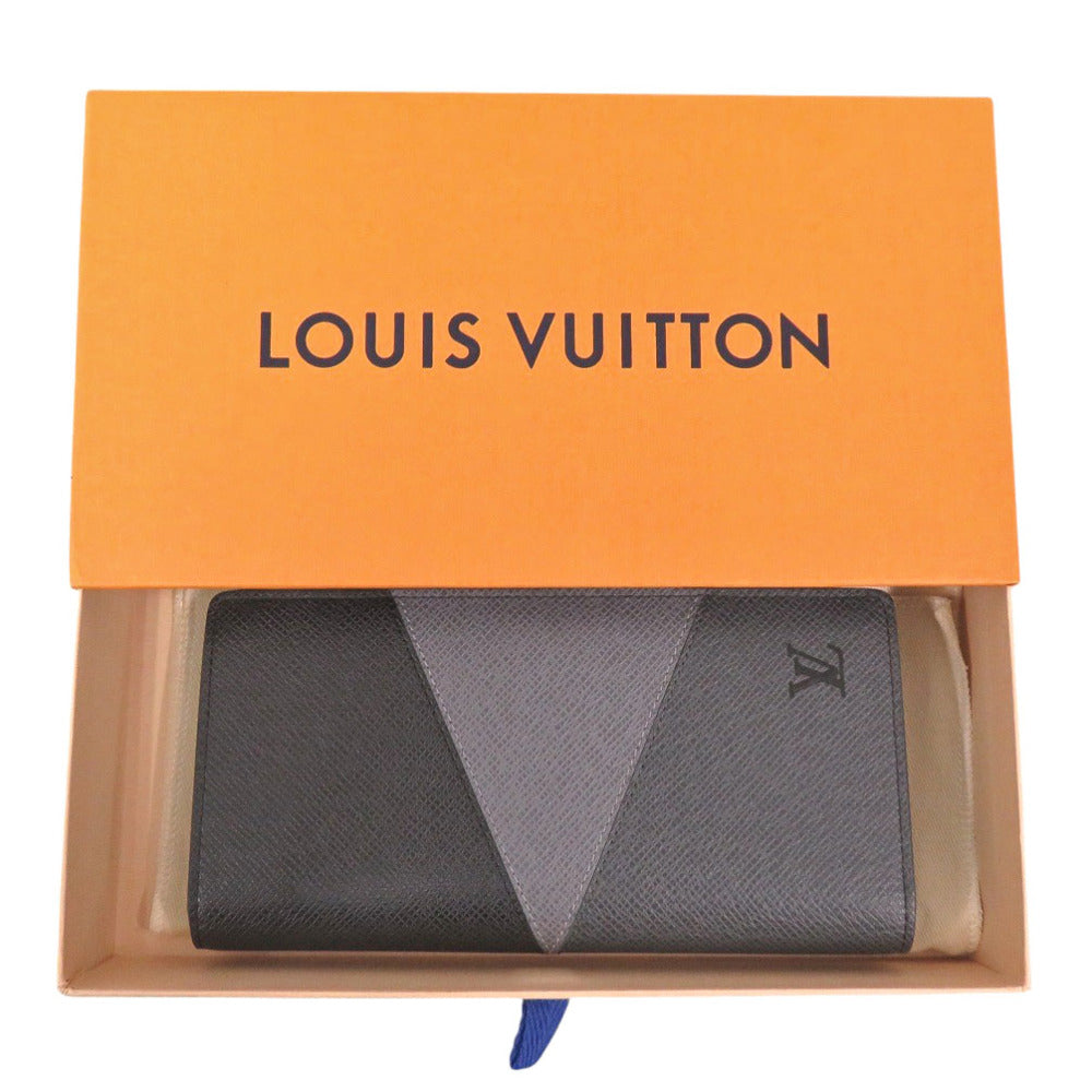 LOUIS VUITTON Long Wallet Purse M30715 Taiga gray Taiga Portefeuille Plaza NM