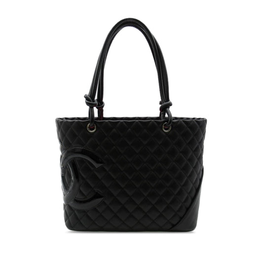 Luxury Chanel Cambon Ligne Tote Black Calfskin Silver