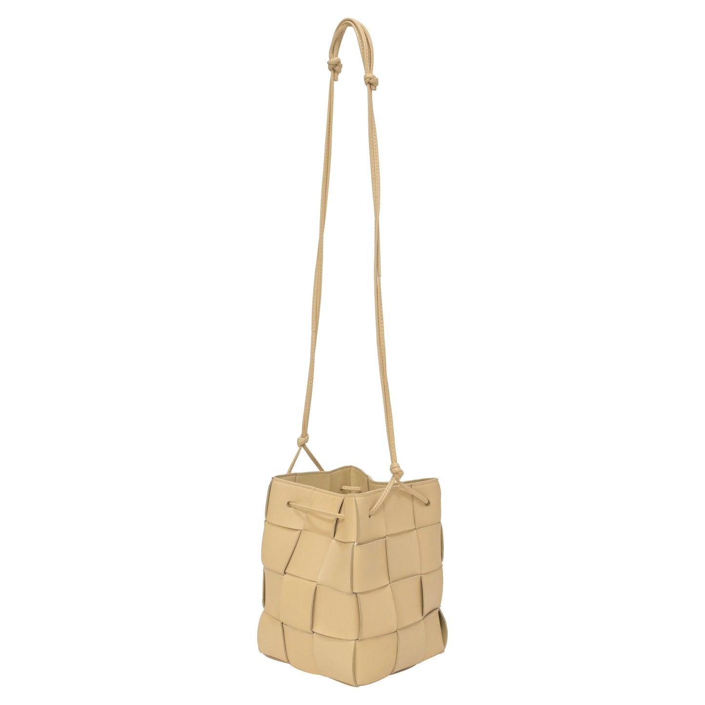 Luxury Bottega Veneta Small Cassette Cross Body Bucket Bag in Pastel Yellow Lambskin Leather