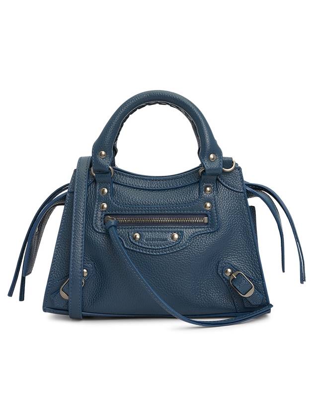 Luxury Balenciaga Neo Classic City Mini Leather Tote Bag Petrol Blue