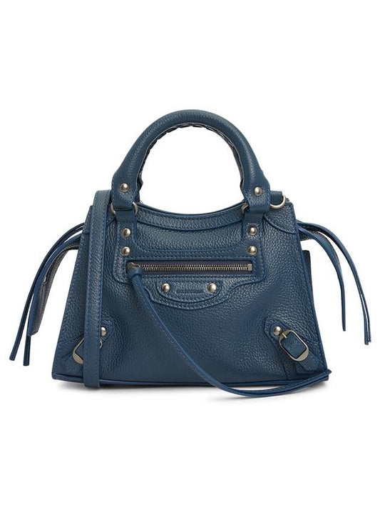 Luxury Balenciaga Neo Classic City Mini Leather Tote Bag Petrol Blue