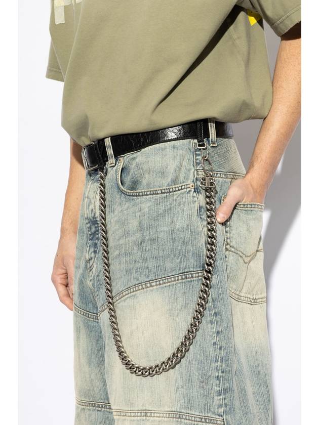 Luxury Balenciaga Luxury Balenciaga Leather Belt With Chain, Men's, Black