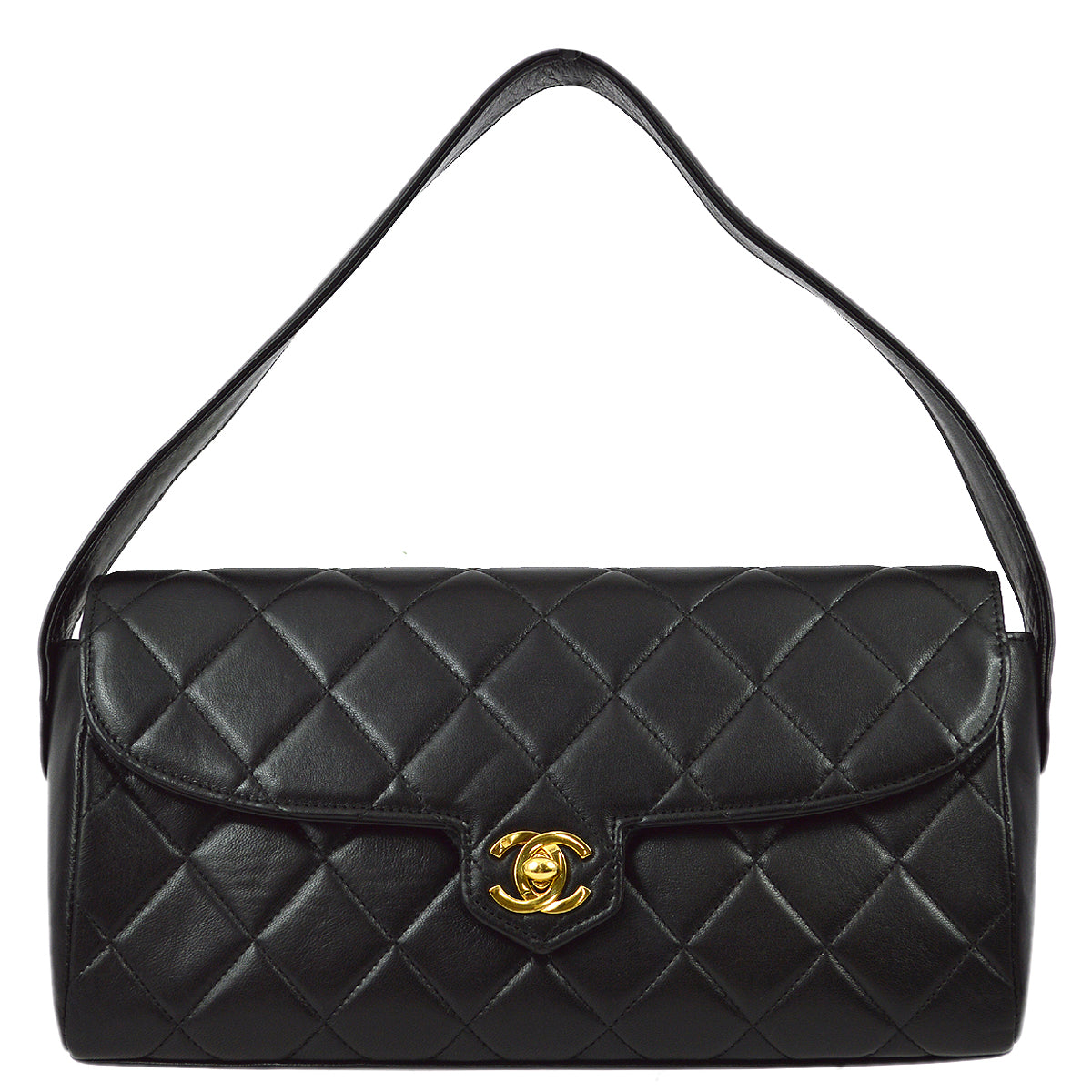 Luxury Chanel 1996-1997 Black Lambskin Flap Handbag