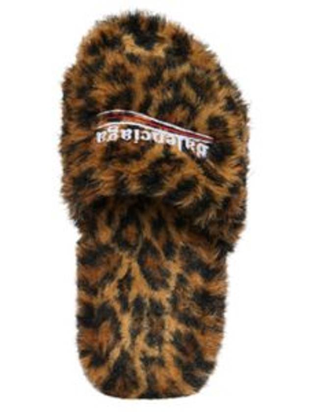 Luxury Balenciaga Leopard Pattern Fake Fur Slide Slippers