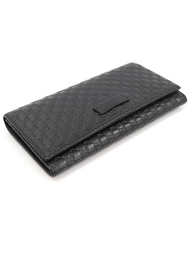 Luxury Gucci Trending 2025 449396 Black Microshima Leather Continental Flap Long Wallet