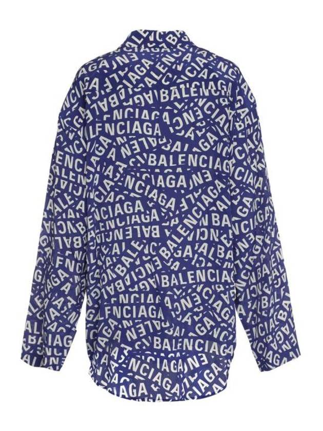 Luxury Balenciaga All Over Logo Shirt Blue