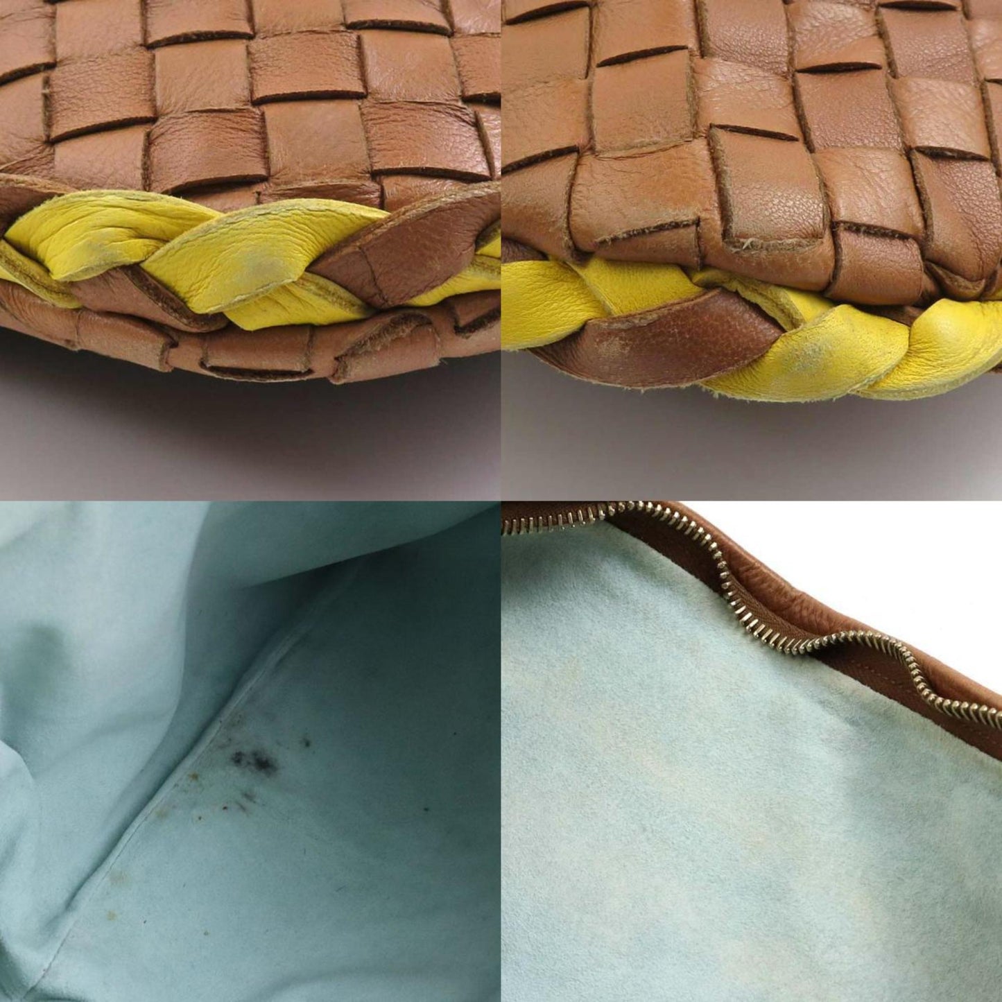 Luxury Bottega Veneta Intrecciato  yellow Leather Shoulder Bag ()