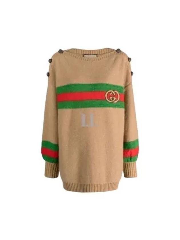 Luxury Gucci Trending 2025 Web Interlocking GG Knit Top Camel