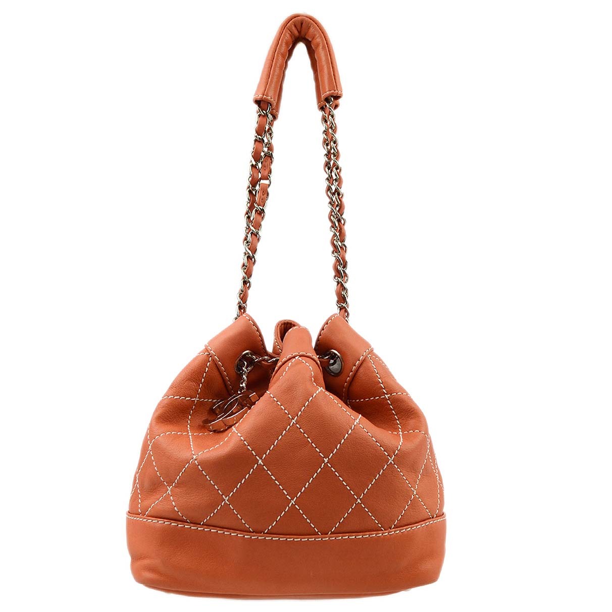 Luxury Chanel Pink Lambskin Bucket Shoulder Bag
