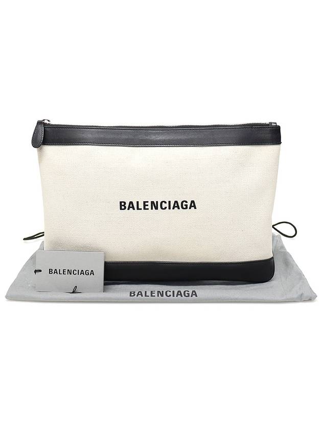 Luxury Balenciaga 420407 Cotton Canvas Navy Clip M Clutch