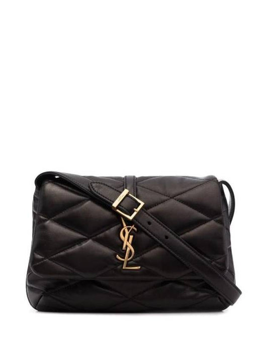 Luxury Saint Laurent LE 57 Quilted Lambskin Hobo Shoulder Bag Black
