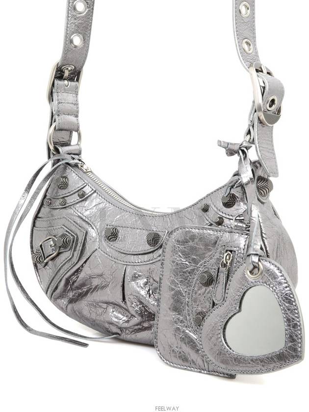 Luxury Balenciaga Women s Le Cagol Xs Shoulder Bag Metallic Silver Cross 671309