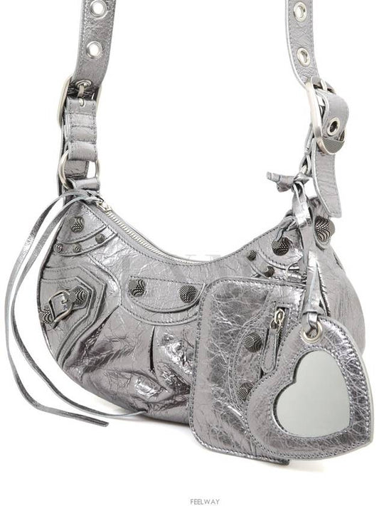 Luxury Balenciaga Women s Le Cagol Xs Shoulder Bag Metallic Silver Cross 671309