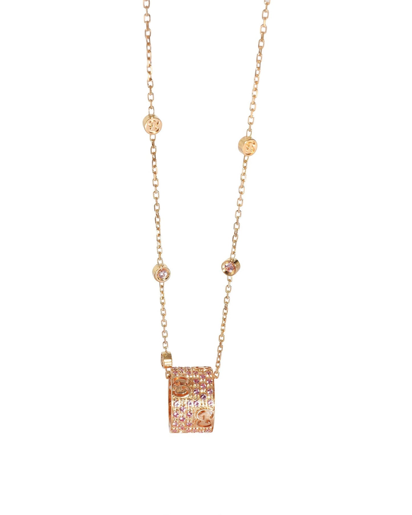 Luxury Gucci Trending 2025 Sapphire Icon Stardust Pink Sapphire Necklace in 18K Rose Gold