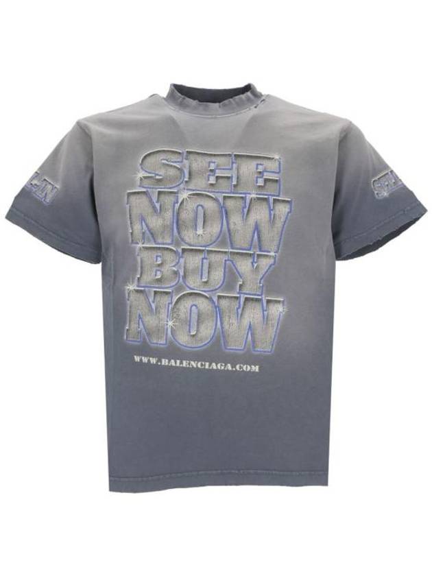 Luxury Balenciaga See Now Buy Now Short Sleeve T-Shirt Blue