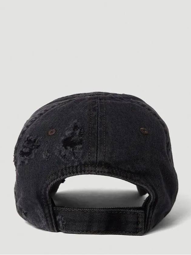 Luxury Balenciaga Embroidered Logo Denim Ball Cap Dark Grey