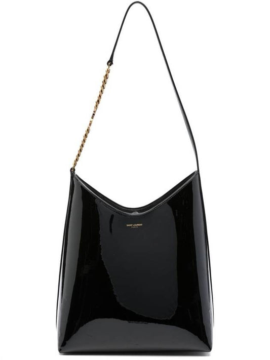 Luxury Saint Laurent Rendez-Vous Patent Leather Shoulder Bag Black
