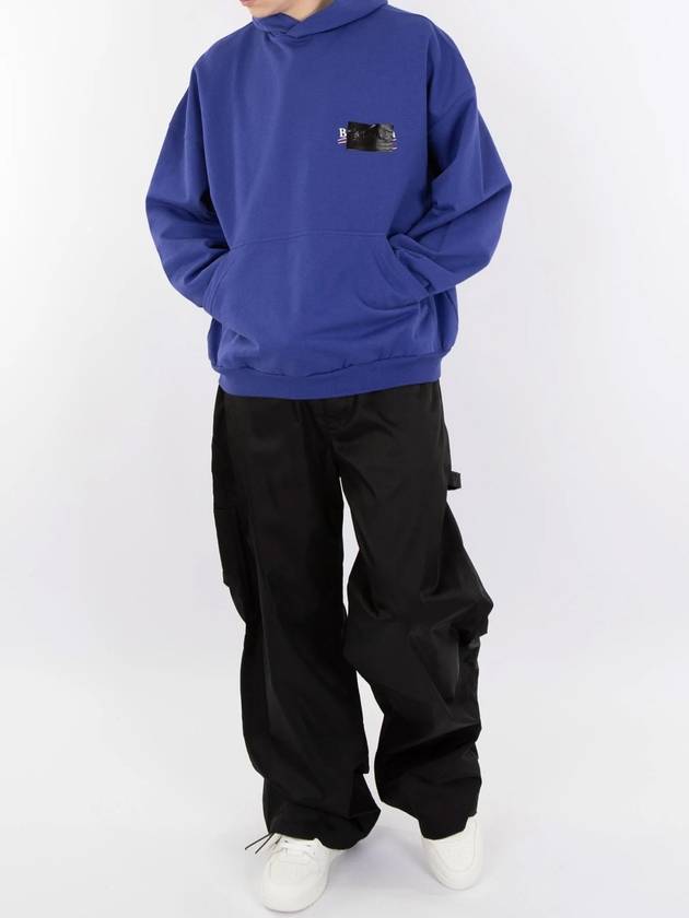Luxury Balenciaga Gaffer Maxi Hoodie Blue