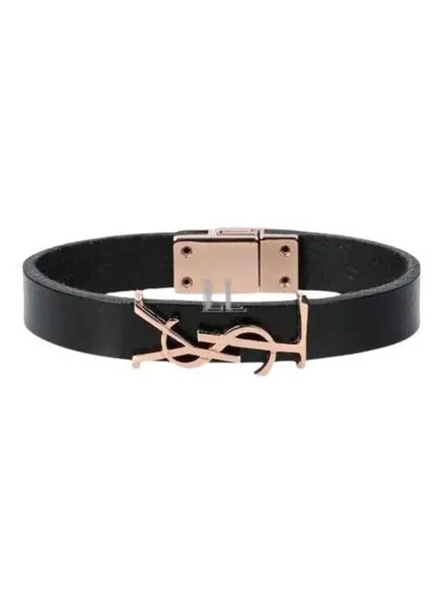 Luxury Saint Laurent Opyum Leather Bracelet Black