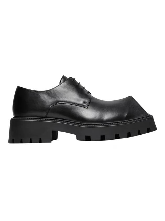 Luxury Balenciaga Men's Rhino Square Toe Leather Derby Black