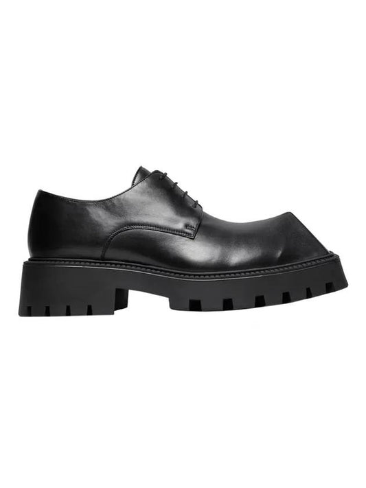 Luxury Balenciaga Men's Rhino Square Toe Leather Derby Black