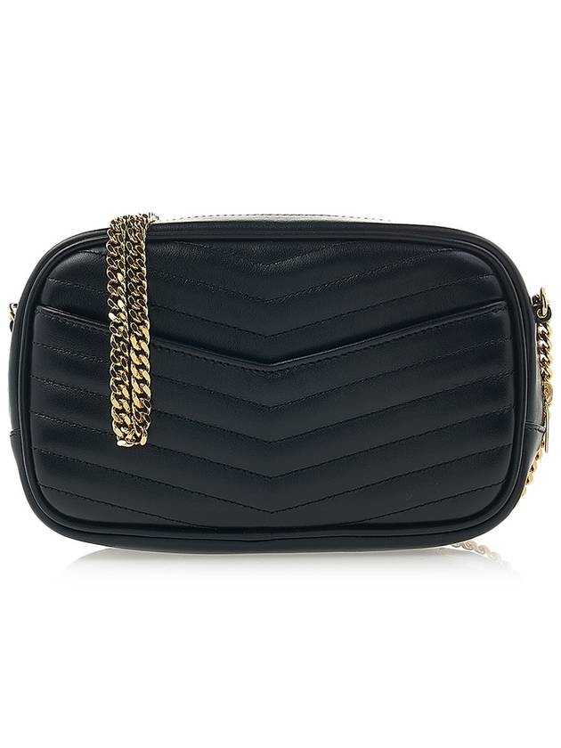 Luxury Saint Laurent Lou Gold Mini Leather Cross Bag Black