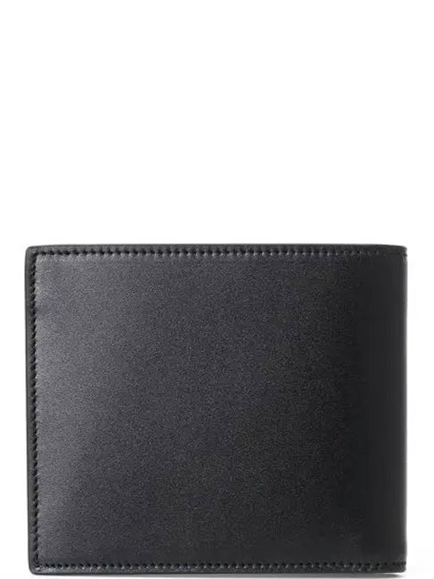 Luxury Saint Laurent Smooth Leather Classic Logo Half Wallet Black