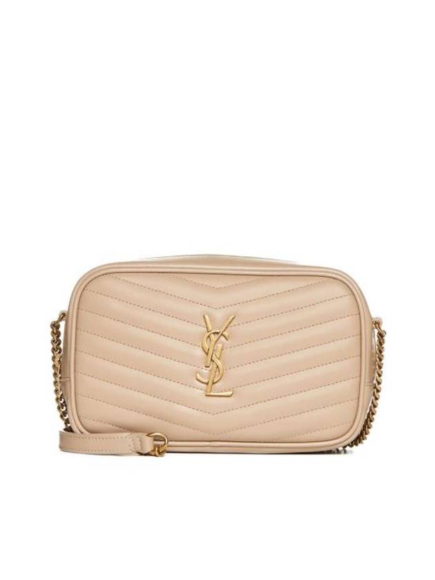 Luxury Saint Laurent Lou Small Leather Cross Bag Beige