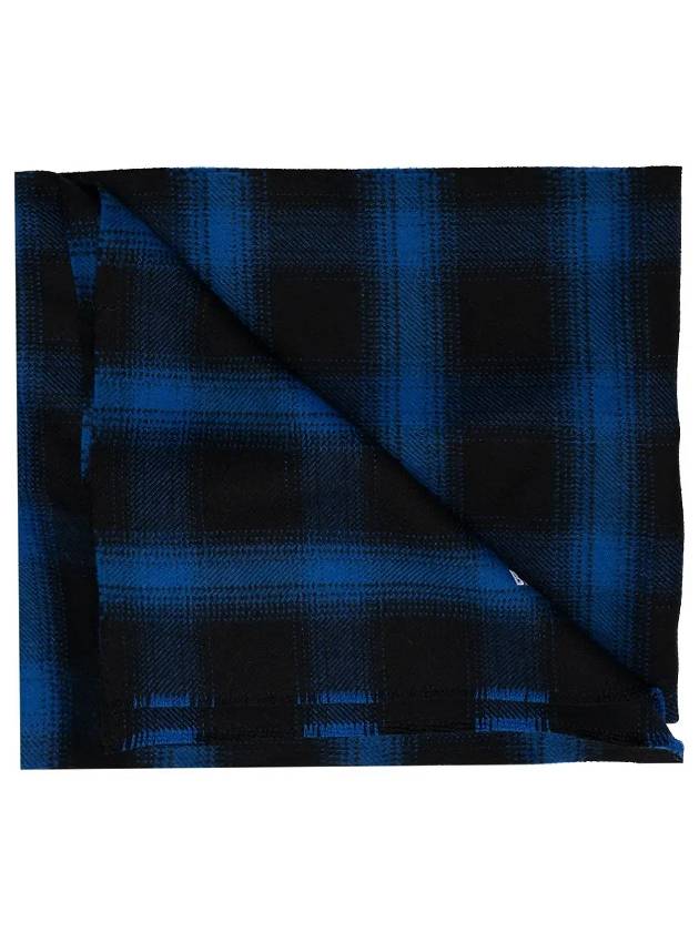 Luxury Balenciaga Check Embroidery Logo Muffler Blue Black