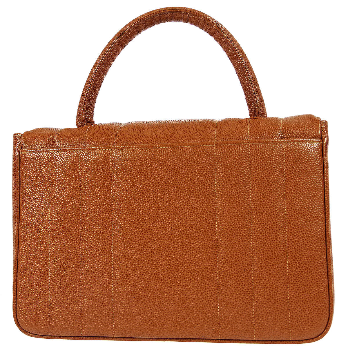 Luxury Chanel 1994-1996 * Brown Caviar Vertical Stitch Top Handle Bag
