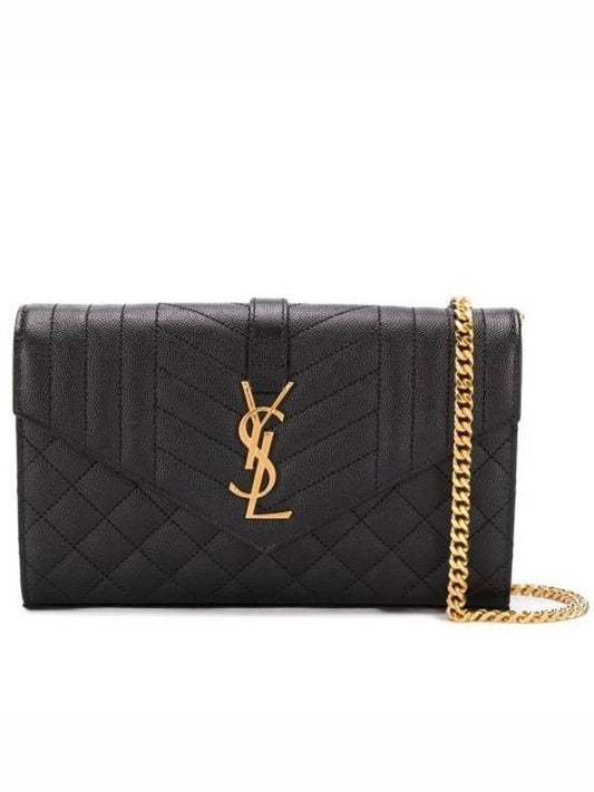 Luxury Saint Laurent Cassandre Monogram Chain Cross Bag Black