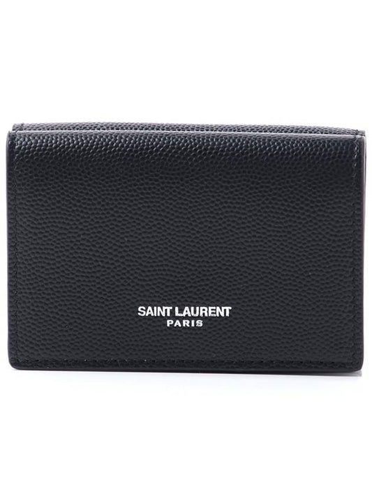 Luxury Saint Laurent Tiny Peblogo Trifold Half Wallet Black