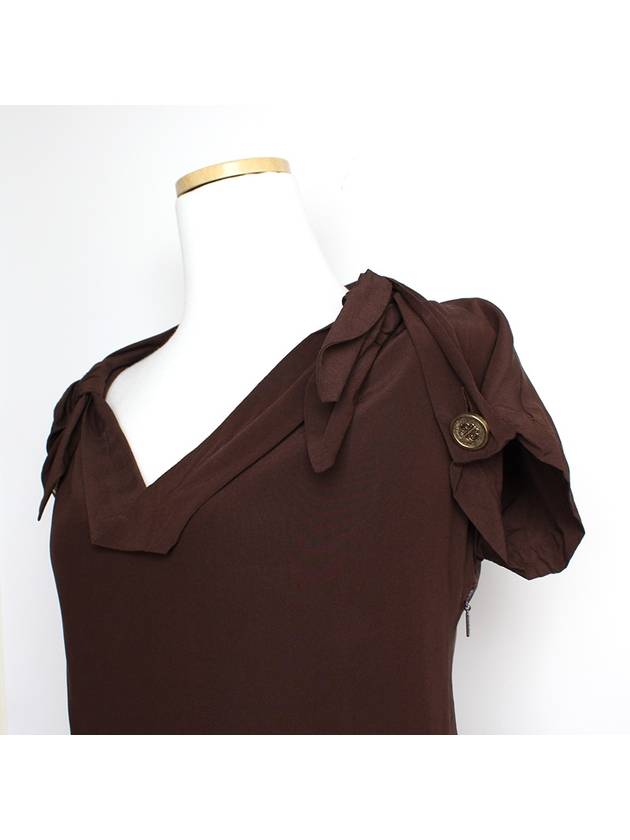 Luxury Gucci Trending 2025 Deep brown V neck silk dress 55