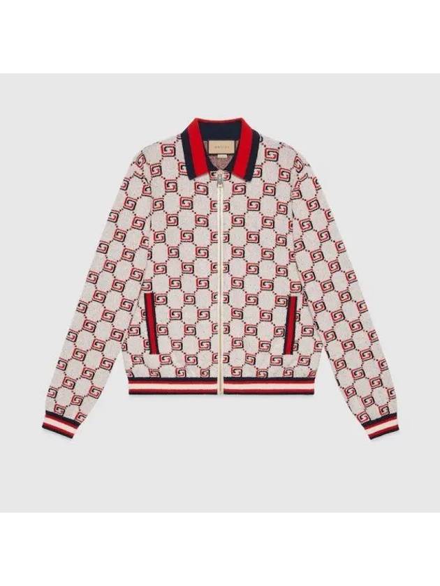 Luxury Gucci Trending 2025 GG Cotton Jacquard Zipper Cardigan Ivory Red