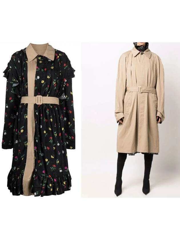 Luxury Balenciaga WoMen's Reversible Belt Trench Coat Black