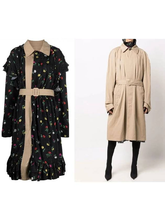 Luxury Balenciaga WoMen's Reversible Belt Trench Coat Black