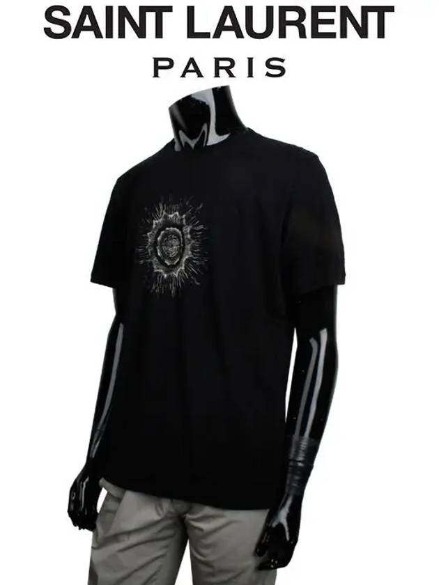 Luxury Saint Laurent Graphic Logo Print Short Sleeve T-Shirt Black