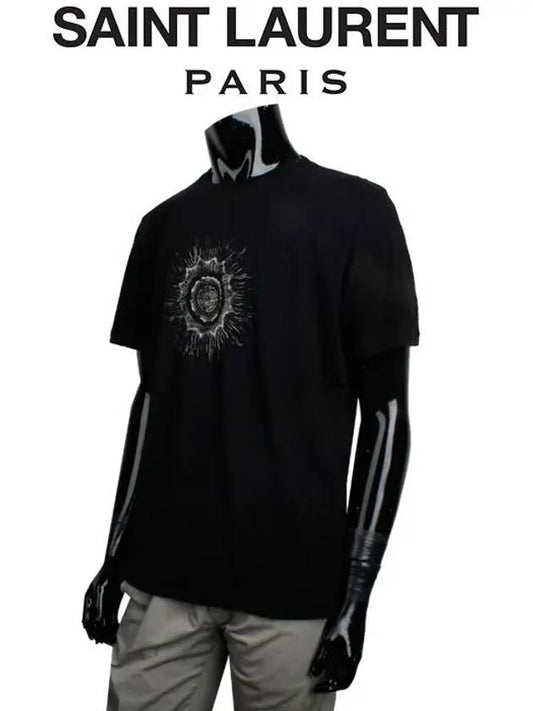 Luxury Saint Laurent Graphic Logo Print Short Sleeve T-Shirt Black