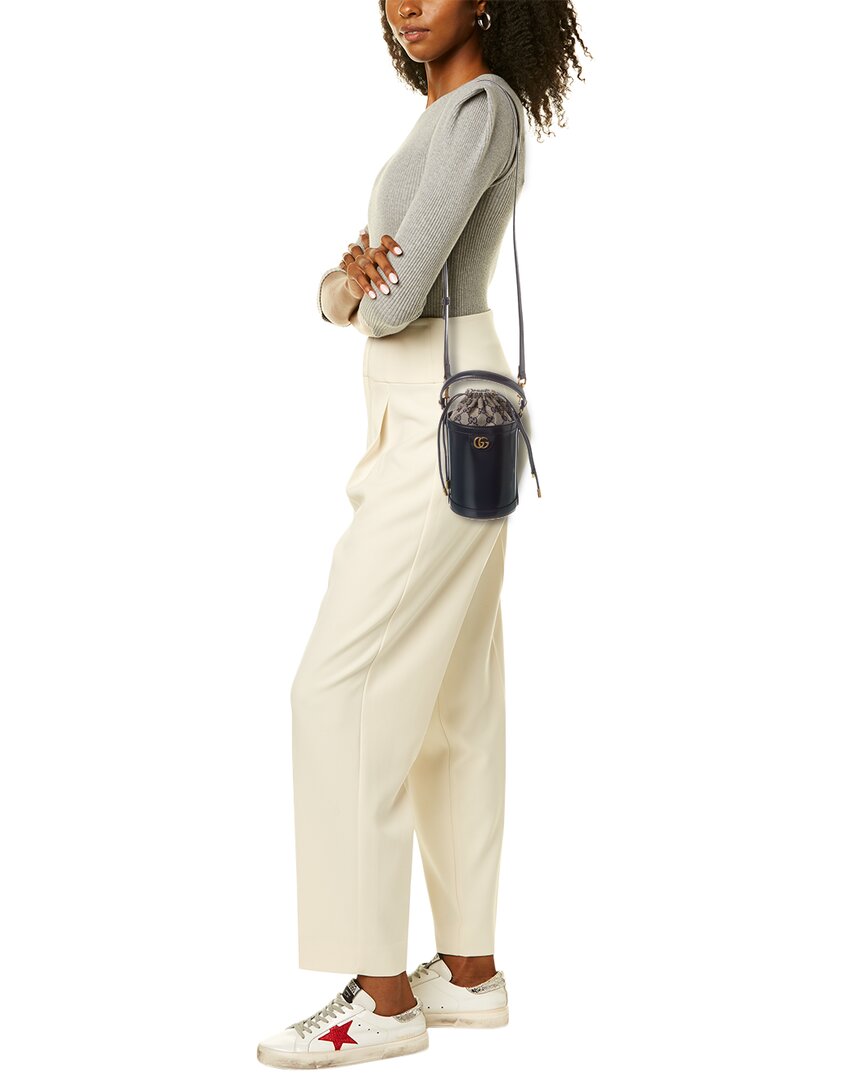 Luxury Gucci Trending 2025 Ophidia Mini Leather Bucket Bag