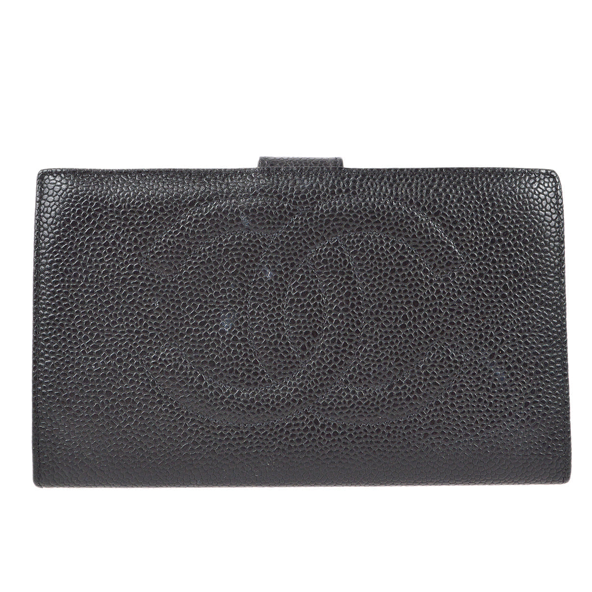 Luxury Chanel 1996-1997 Timeless Long Wallet Black Caviar