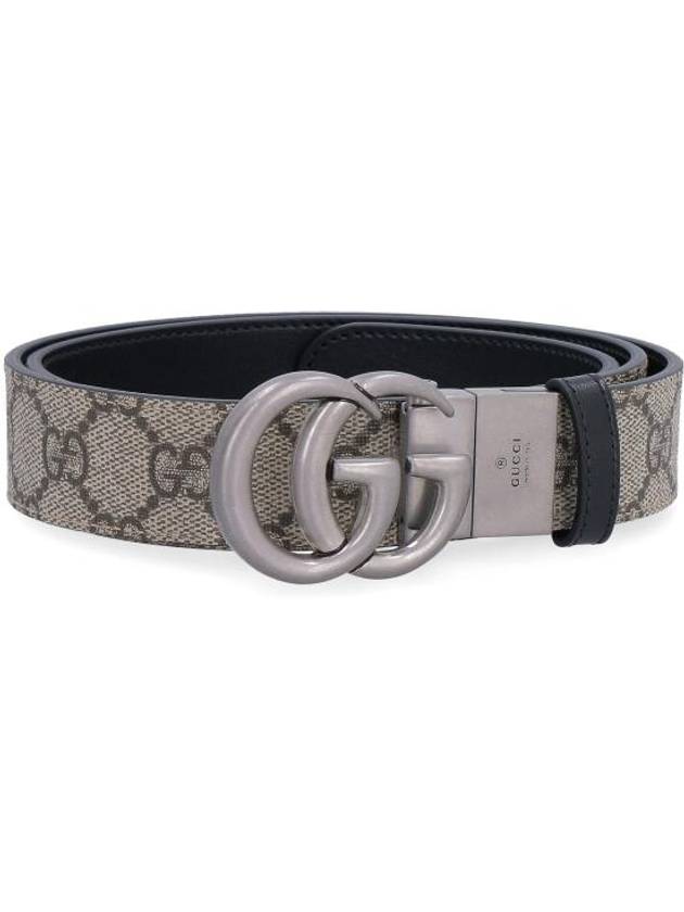 Luxury Gucci Trending 2025 GG Marmont Silver Reversible Thin Belt Beige