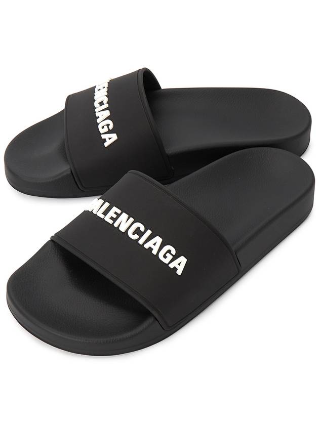 Luxury Balenciaga Logo Slippers Black