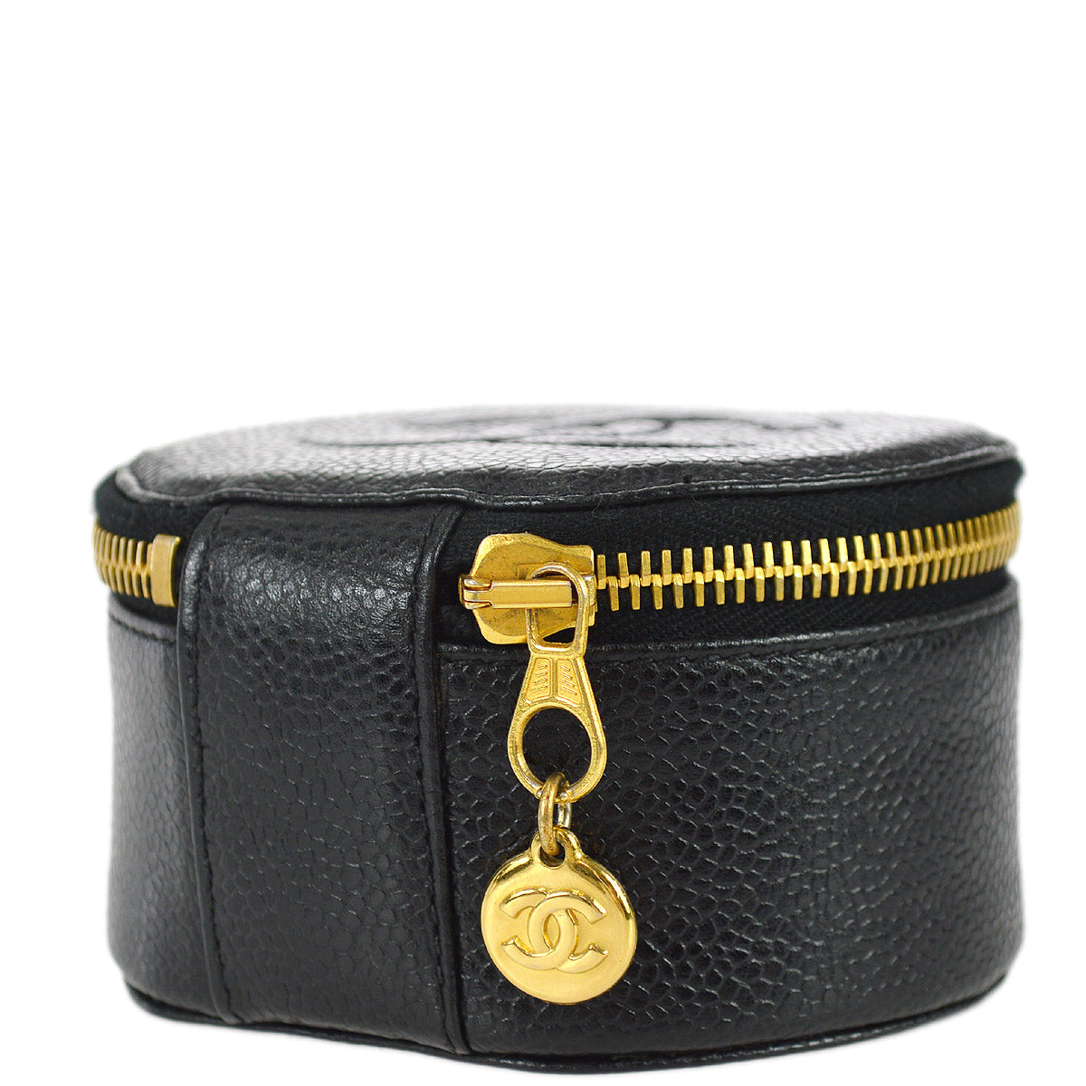 Luxury Chanel 1994-1996 Black Caviar Jewelry Case Pouch