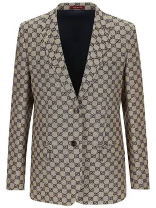Luxury Gucci Trending 2025 GG Linen Blend Canvas Jacket Beige