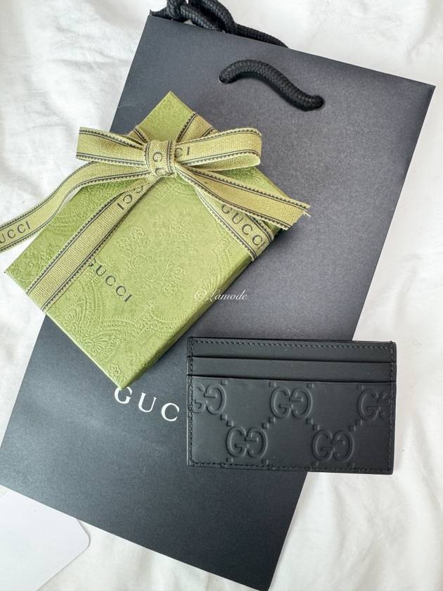 Luxury Gucci Trending 2025 GG Supreme Rectangular Card Wallet Black