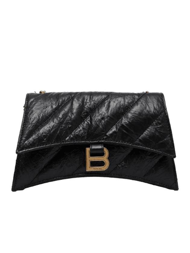 Luxury Balenciaga Crush XS Chain Quilted Shoulder Bag Black