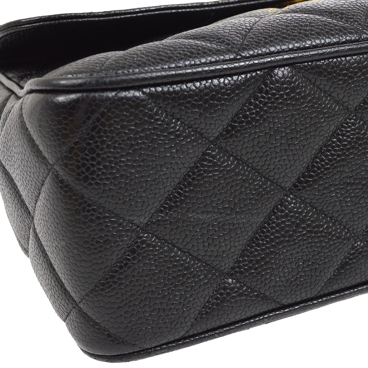 Luxury Chanel 1994-1996 Big CC Straight Flap Bag Medium Black Caviar