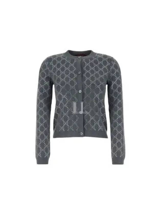 Luxury Gucci Trending 2025 GG Crystal Embroidered Wool Cardigan Gray