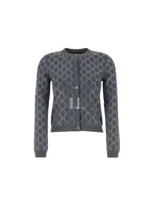 Luxury Gucci Trending 2025 GG Crystal Embroidered Wool Cardigan Gray