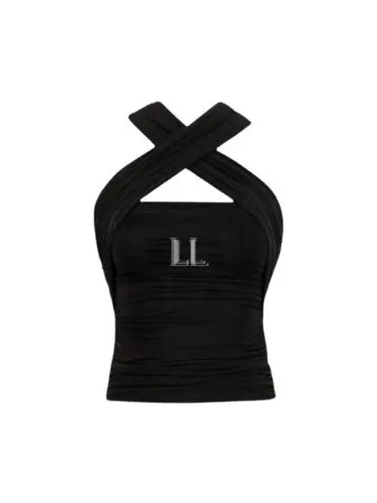 Luxury Saint Laurent Wrinkle Jersey Sleeveless Black